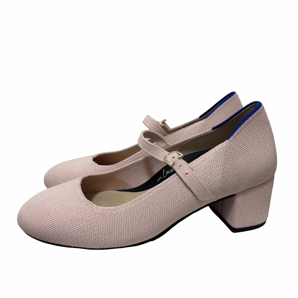 Rothys The Mary Jane Heeled Shoes Womens US 5.5 EU 35.5 Ballerina Pink NWOB - Picture 3 of 10